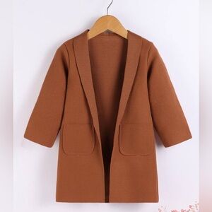 Toddler Girls Coffee Brown Open Front Overcoat Sz 3/4T​​